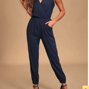 Lulus learning to fly jumpsuit. Size medium. Navy blue. Only worn once!